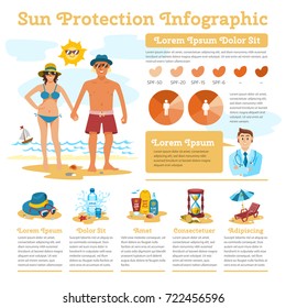 Summer Sun Protection Infographics Sunbuth Elements Vector Illustration