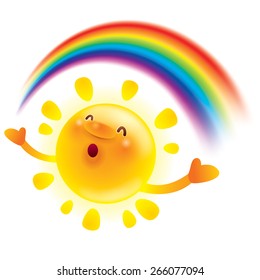 Summer sun with rainbow