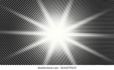 Summer Sun With Rays In Halftone Style Background. EPS10 Vector