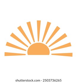 summer sun with rays illustration, sun logo template in vintage style