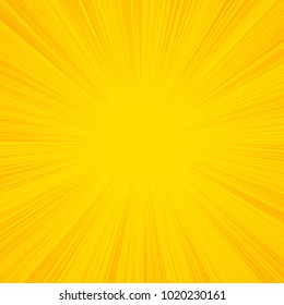 Summer sun rays, sunburst, light rays, sunbeam background abstract yellow. Comic book speed line radial background.