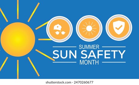 Summer Sun Safety Month is observed every year on August.banner design template Vector illustration background design.
