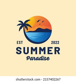Design der Sommersonne und des Meereslogos