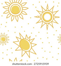 Padrão de azulejos sem emenda do sol de verão com motivos de sol e gradientes amarelos claros para um conceito de casa alegre fresco como motivos de sol e gradientes amarelos claros em um padrão perfeito para trazer uma atmosfera alegre fresco para a casa no Conceito de Stock de Foto e espaço vazio no lado esquerdo, sem texto —ar 7:2 —tile