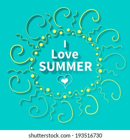 Summer Sun, Seaside view poster. Vector background illustration