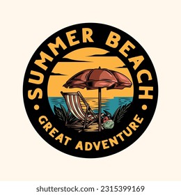 Summer sun set beach colorful badge