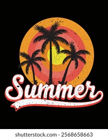 Summer sun set graphic design