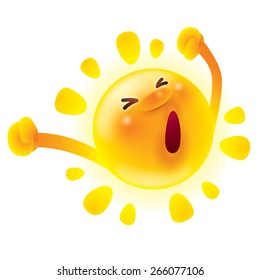 Summer sun stretching. Waking up. Yawning.