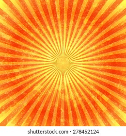 Summer sun sunburst pattern on grunge background. Vector illustration