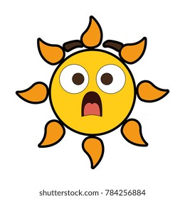summer sun terrified kawaii character