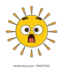 summer sun terrified kawaii character
