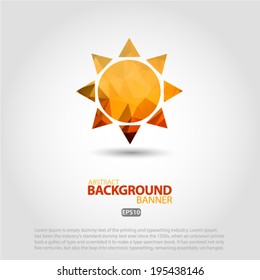 Summer sun of triangles background pattern. Label design template.
