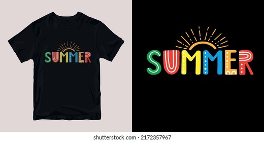 summer sun t-shirt stylish and clothing printable trendy tshirt design. print, industrial products. global swatch.