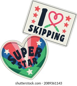 Summer, sun, vacation etc for girls. themed vector badge or print design .