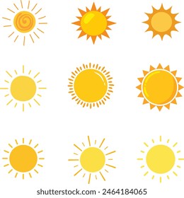 Summer sun vector icon set