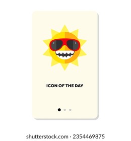 Summer sun vector icon. Yellow hot sun in sunglasses isolated sign. Summer and sun concept. Vector illustration symbol elements for web design and apps