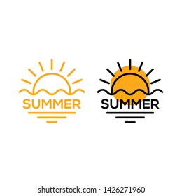 Summer with sun and wave. Vector logo icon template