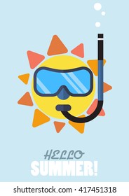 Summer sun wearing sunglasses. vector illustration