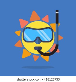 Summer sun wearing sunglasses. vector illustration