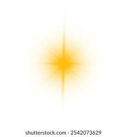 Summer sunburst. The yellow sun, a flash, a soft glow without departing rays. Orange summer sunlight burst. Shiny hot star lights, summer concept gold bright and vibrant color background. Vector