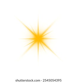 Summer sunburst. The yellow sun, a flash, a soft glow without departing rays. Orange summer sunlight burst. Shiny hot star lights, summer concept gold bright and vibrant color background. Vector