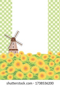 Ilustración vectorial del campo de girasol de verano.