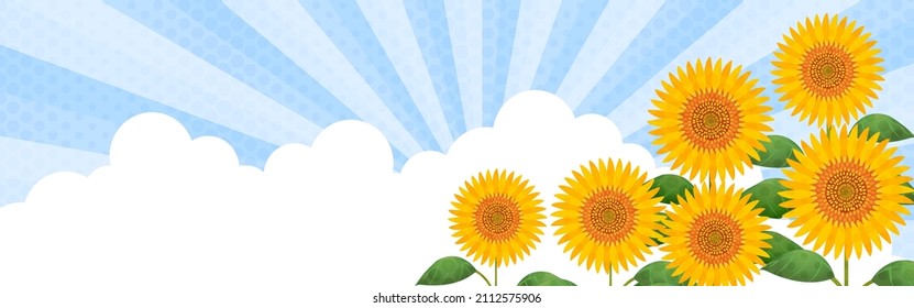 Summer, Sunflower and Iridescent Clouds, 320x100