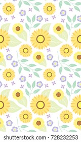 Summer sunflowers seamless pattern