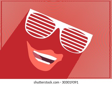 Summer Sunglasses Concept Flat Design - Vector Illustration