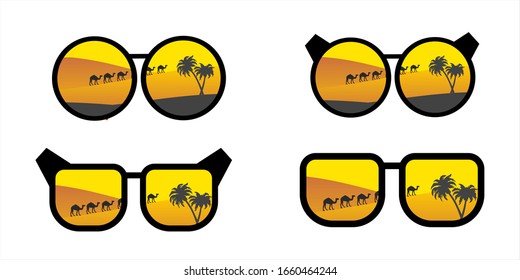 summer sunglasses with desert reflection