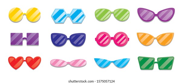 summer sunglasses graphic vector set