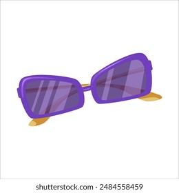 Gafas de sol de verano aisladas sobre fondo blanco. Vacaciones de playa, verano, concepto de moda. Accesorios para unas vacaciones de playa en el mar, el lago o en una piscina. Ilustración vectorial.