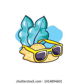 summer sunglasses with leafs nature