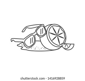 summer sunglasses with lemon fruit