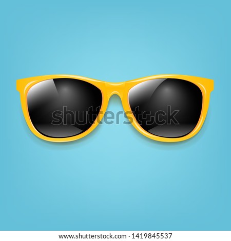 Summer Sunglasses With Mint Poster With Gradient Mesh, Vector Illustration