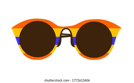 Summer Sunglasses with multicolored stripes. Flat vector illustration on a white background