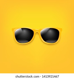 Summer Sunglasses With Orange Poster With Gradient Mesh, Vector Illustration