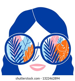 Summer in sunglasses, vector illustration