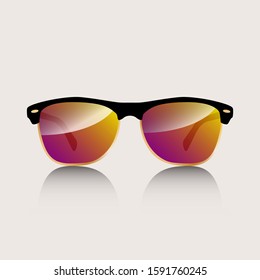 summer sunglasses with vivid multi color and gradient mesh glass mirrors isolated  on white background. sunglasses icon in trendy flat style design. vector illustration.