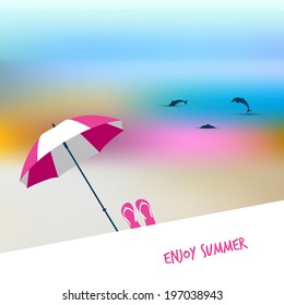 Summer sunny beach day. Vector illustration.