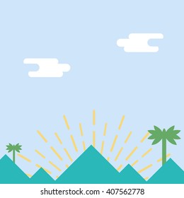 Summer sunny landscape background, Vector illustration