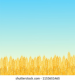 Summer sunny landscape with a field of ripe wheat gradient flat style design vector illustration. Beautiful background for your needs. Sunny day in the wheat field.