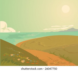 summer sunny vector background with blue sea