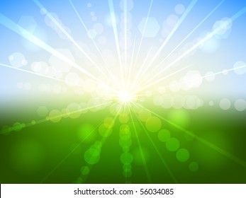 Summer sunrise bokeh effect vector background. EPS10 file.