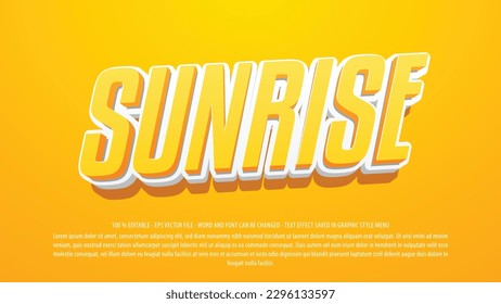 Summer sunrise editable text effect with 3d style use for logo and business brand