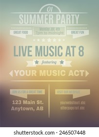 Summer sunset background flyer invitation template design