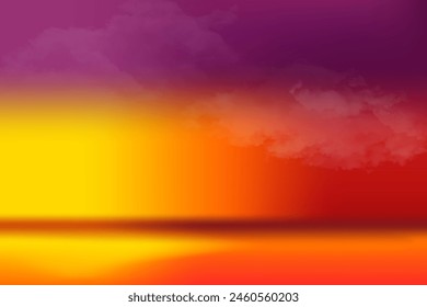 Summer sunset background vector illustration.