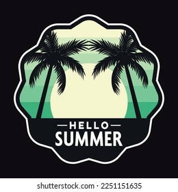 Summer, Sunset Beach California Emblem Patch Logo Poster Label Vector Illustration Retro Vintage Badge Sticker, And T-shirt Design