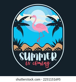 Summer, Sunset Beach California Emblem Patch Logo Poster Label Vector Illustration Retro Vintage Badge Sticker, And T-shirt Design