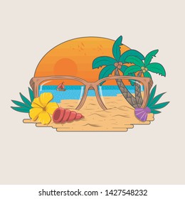 summer sunset beach illustration vector